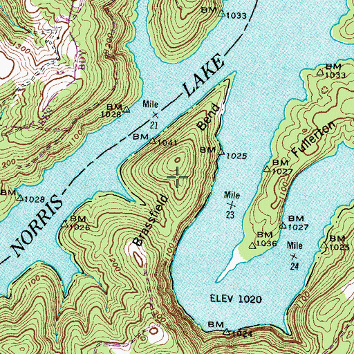 Topographic Map of Brassfield Bend, TN