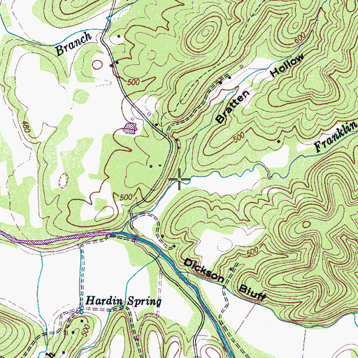 Topographic Map of Bratten Hollow, TN