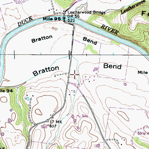 Topographic Map of Bratton Bend, TN