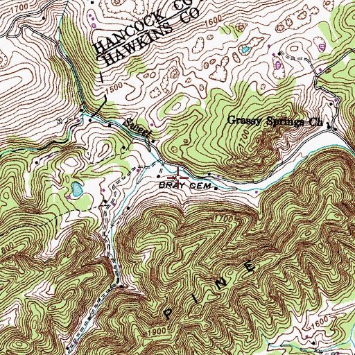 Topographic Map of Bray Cemetery, TN