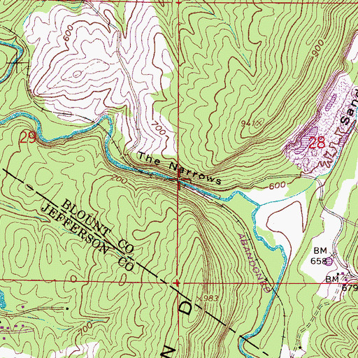 Topographic Map of The Narrows, AL