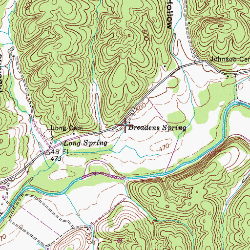 Topographic Map of Breadens Spring, TN