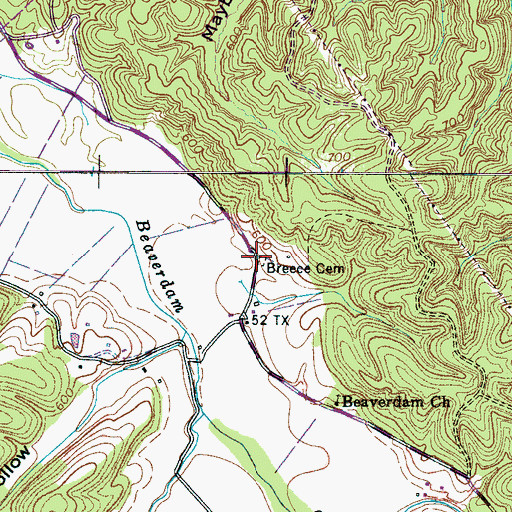 Topographic Map of Breece Cemetery, TN