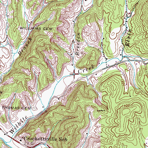 Topographic Map of Breeden Branch, TN