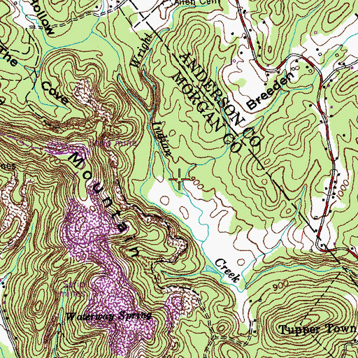 Topographic Map of Breeden Hollow, TN