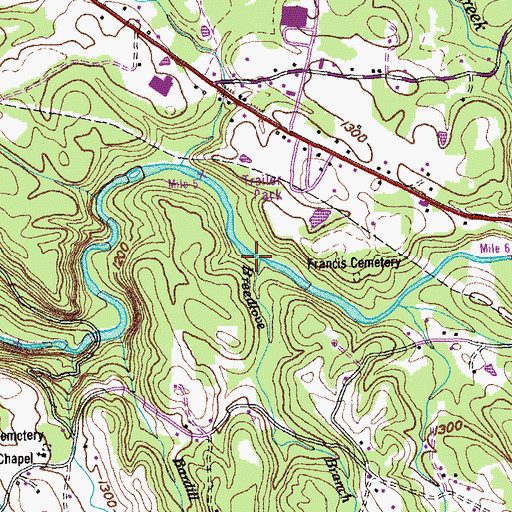 Topographic Map of Breedlove Branch, TN