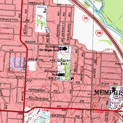 Topographic Map of Brennan Park, TN