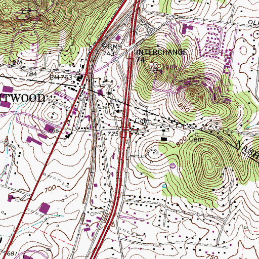 Topographic Map of Brentwood, TN