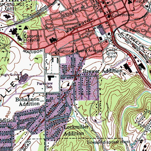 Topographic Map of Brewer Addition, TN