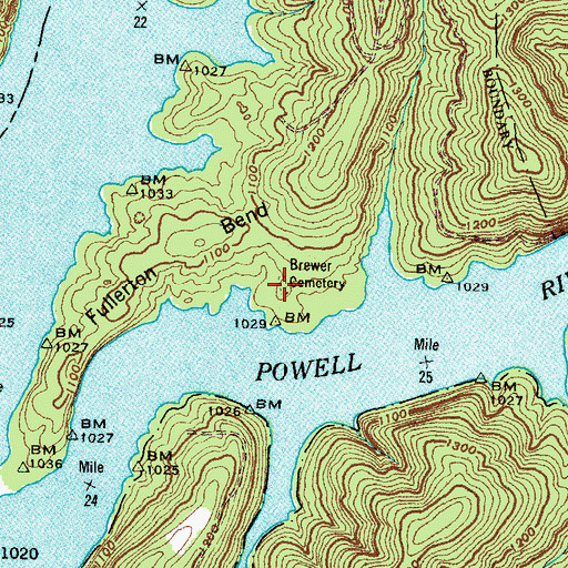 Topographic Map of Brewer Cemetery, TN