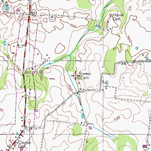 Topographic Map of Brewer Cemetery, TN