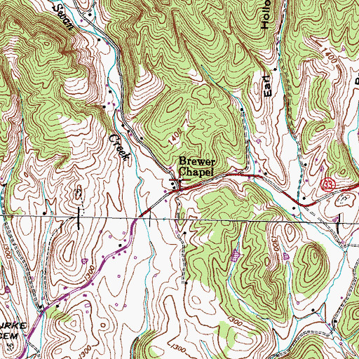 Topographic Map of Brewer Chapel, TN