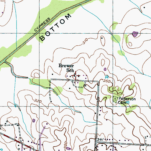 Topographic Map of Brewer School, TN