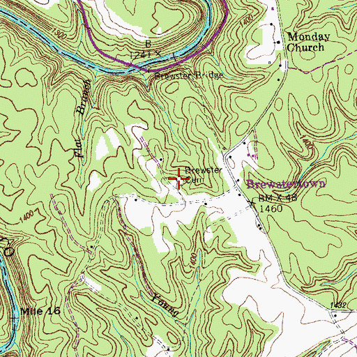 Topographic Map of Brewster Cemetery, TN