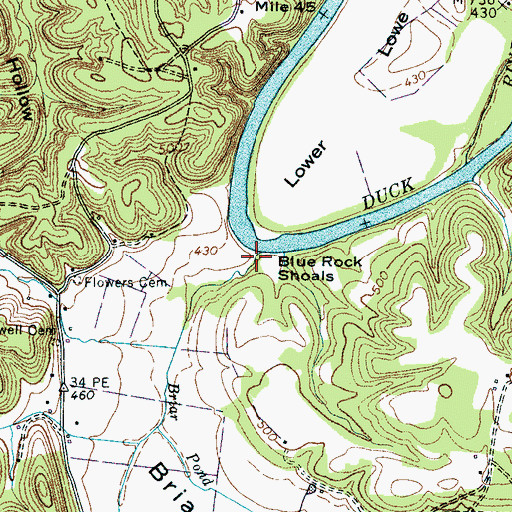 Topographic Map of Briar Pond Branch, TN