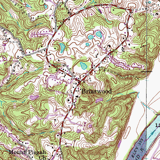 Topographic Map of Briarwood, TN