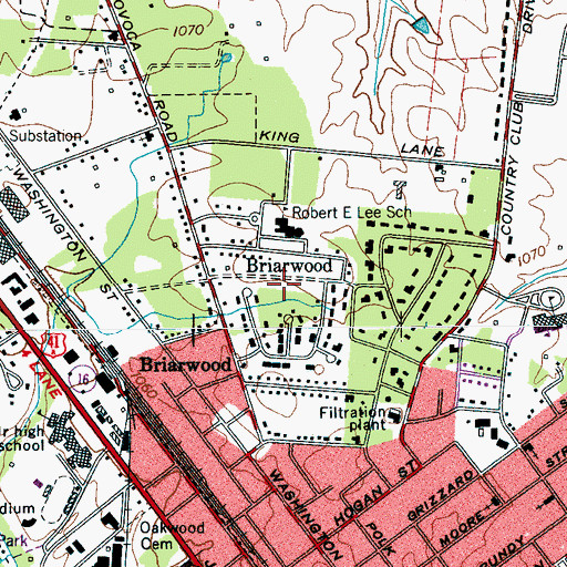 Topographic Map of Briarwood, TN