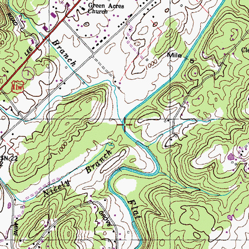 Topographic Map of Brice Branch, TN