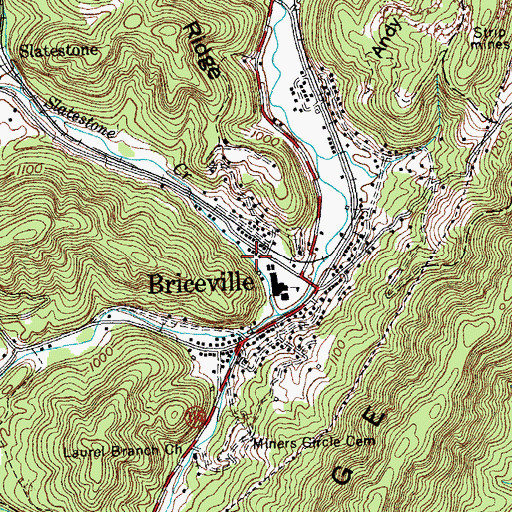 Topographic Map of Briceville, TN