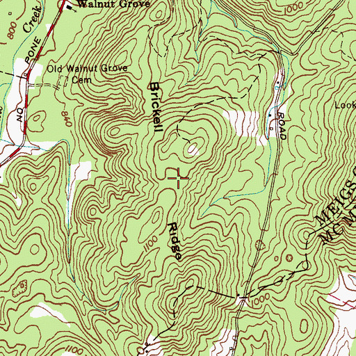 Topographic Map of Brickell Ridge, TN