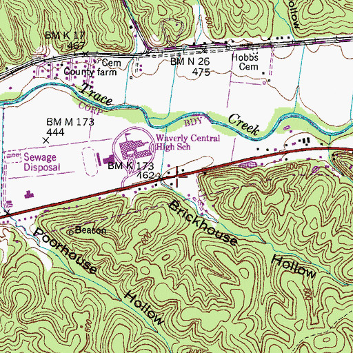 Topographic Map of Brickhouse Hollow, TN