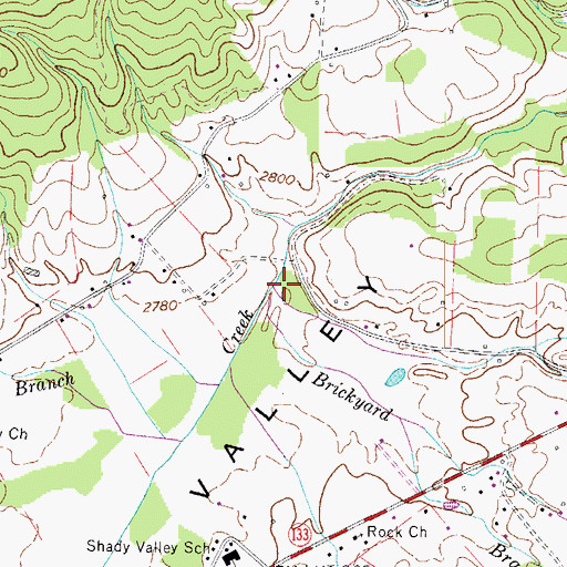 Topographic Map of Brickyard Branch, TN