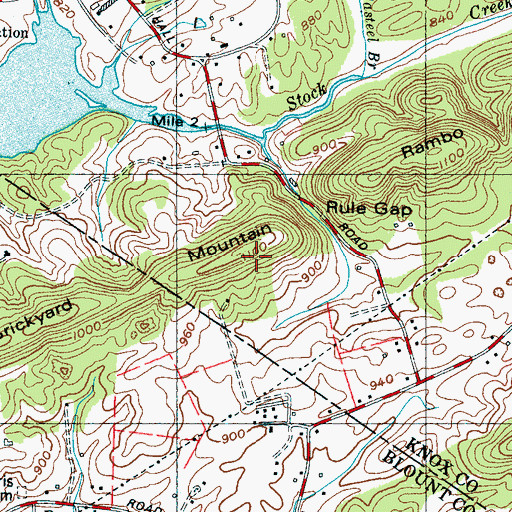 Topographic Map of Brickyard Mountain, TN