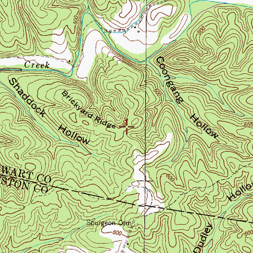 Topographic Map of Brickyard Ridge, TN
