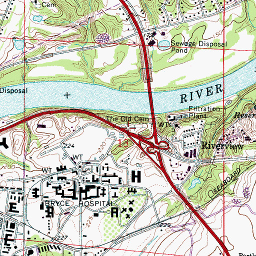 Topographic Map of The Old Cemetery, AL