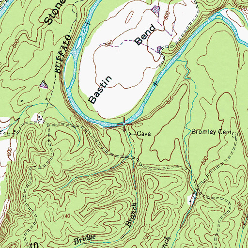 Topographic Map of Bridge Branch, TN
