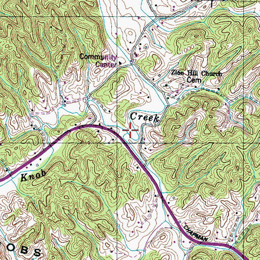 Topographic Map of Bridge Creek, TN