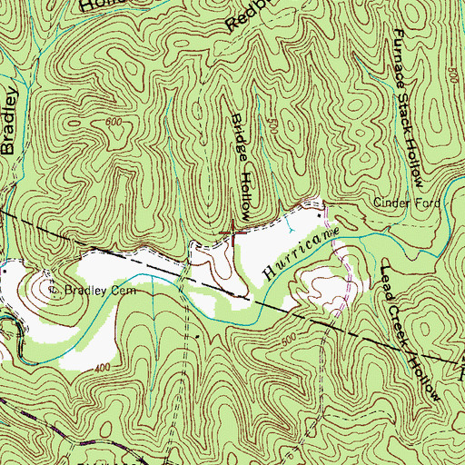 Topographic Map of Bridge Hollow, TN