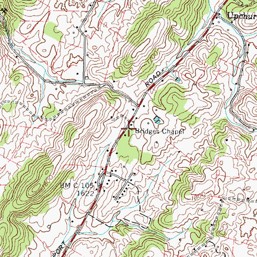 Topographic Map of Bridges Chapel, TN