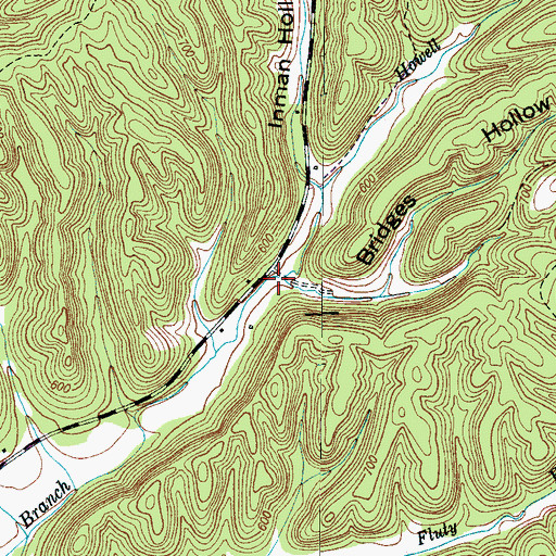 Topographic Map of Bridges Hollow, TN
