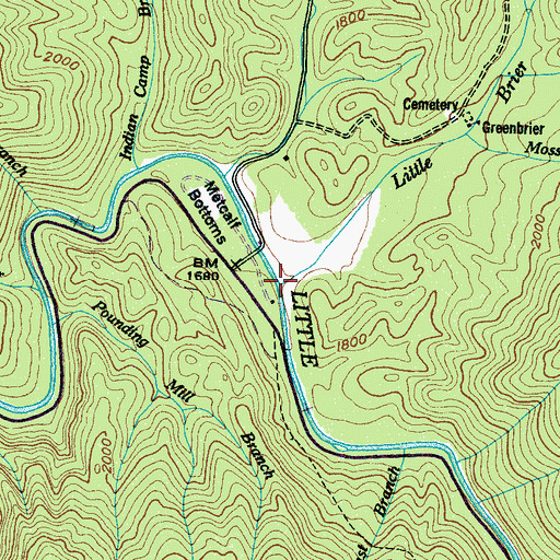 Topographic Map of Brier Branch, TN
