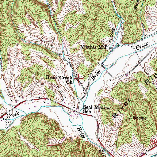 Topographic Map of Brier Creek Church, TN