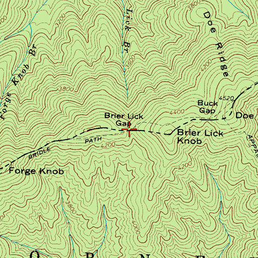 Topographic Map of Brier Lick Gap, TN
