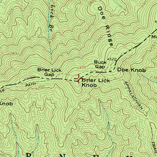 Topographic Map of Brier Lick Knob, TN