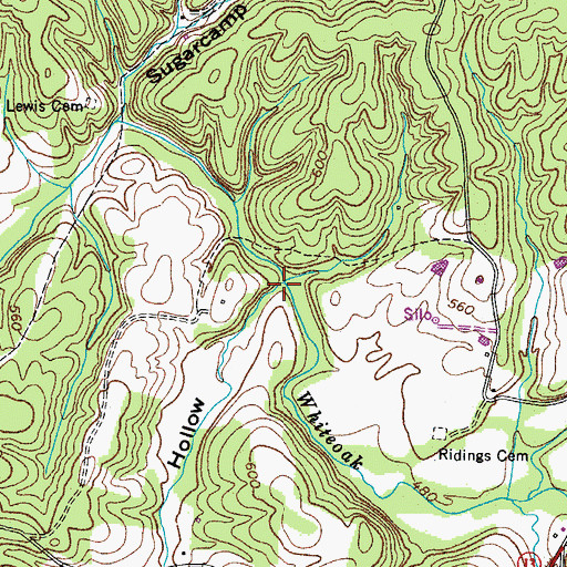 Topographic Map of Brigham Hollow, TN