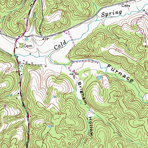 Topographic Map of Brigham Hollow, TN