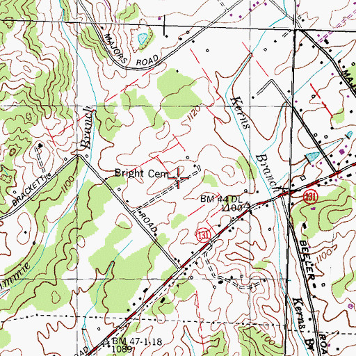 Topographic Map of Bright Cemetery, TN