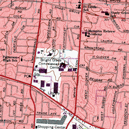 Topographic Map of Bright Glade Convalescent Center, TN