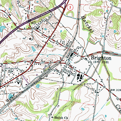 Topographic Map of Brighton, TN