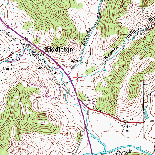 Topographic Map of Brimm Hollow, TN