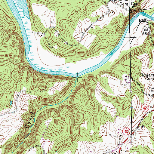 Topographic Map of Brimstone Creek, TN