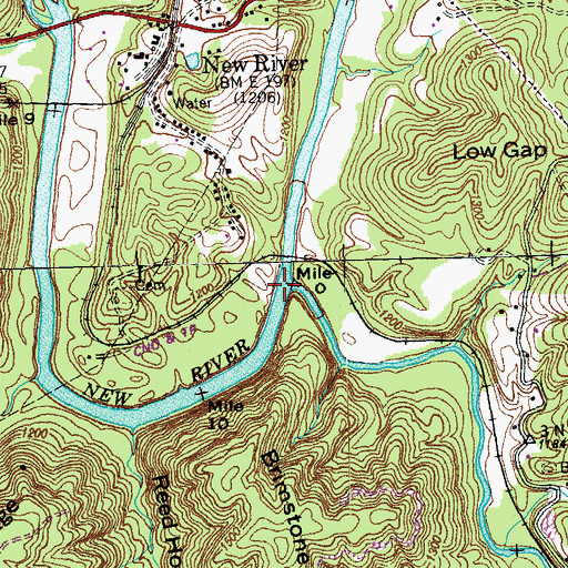 Topographic Map of Brimstone Creek, TN