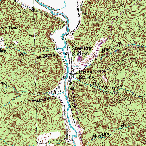 Topographic Map of Brimstone Siding, TN