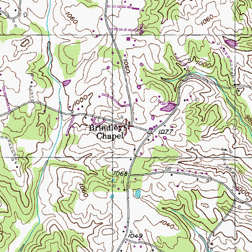 Topographic Map of Brindley Chapel, TN