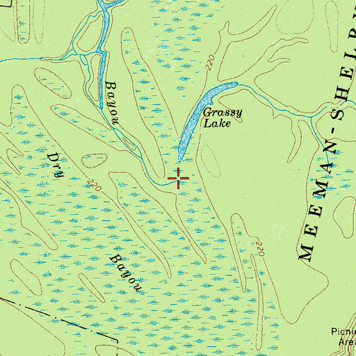 Topographic Map of Brinkley Bayou, TN