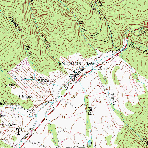 Topographic Map of Brinkley Branch, TN